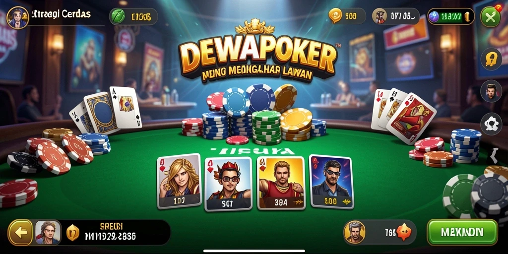 Screenshot gameplay DEWAPOKER menunjukkan strategi yang mendebarkan.