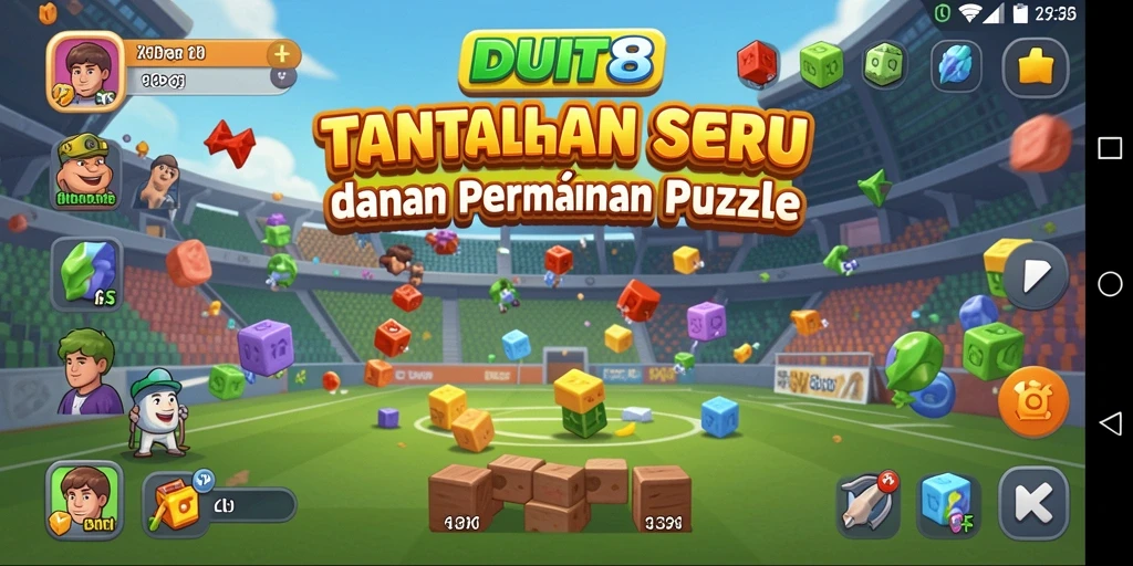 Tampilan gameplay seru di permainan puzzle DUIT8.