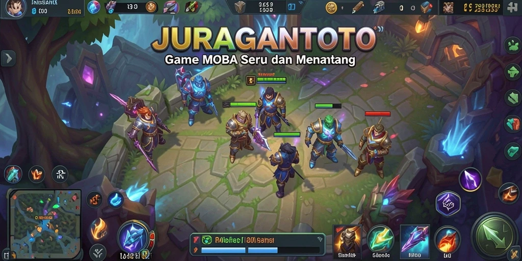 Tangkapan layar gameplay menampilkan pertempuran seru di arena JURAGANTOTO.