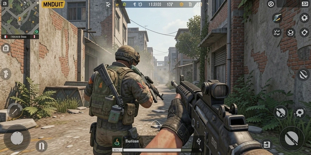 Tangkapan layar MNDUIT menampilkan aksi seru gameplay TPS yang intens.