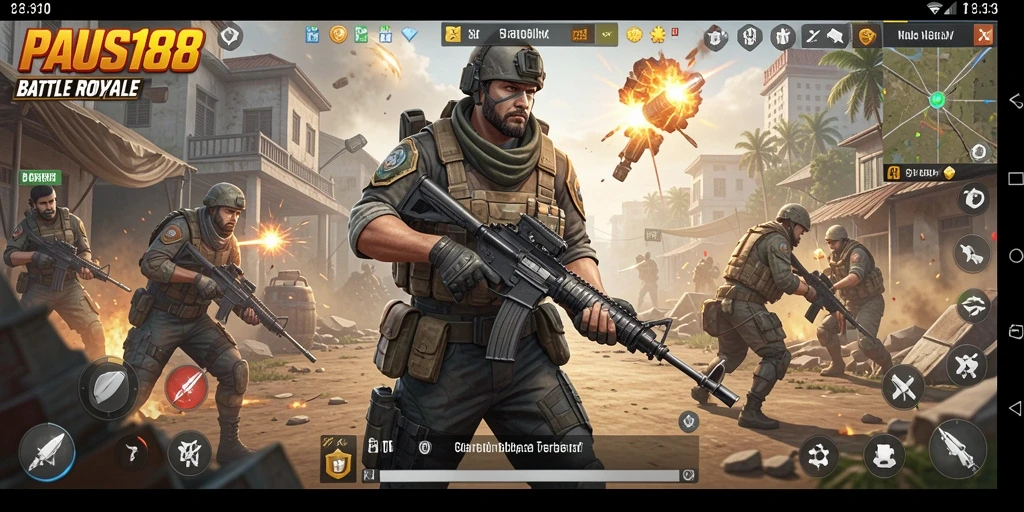 Tampilan gameplay seru dalam PAUS188 dengan aksi Battle Royale.