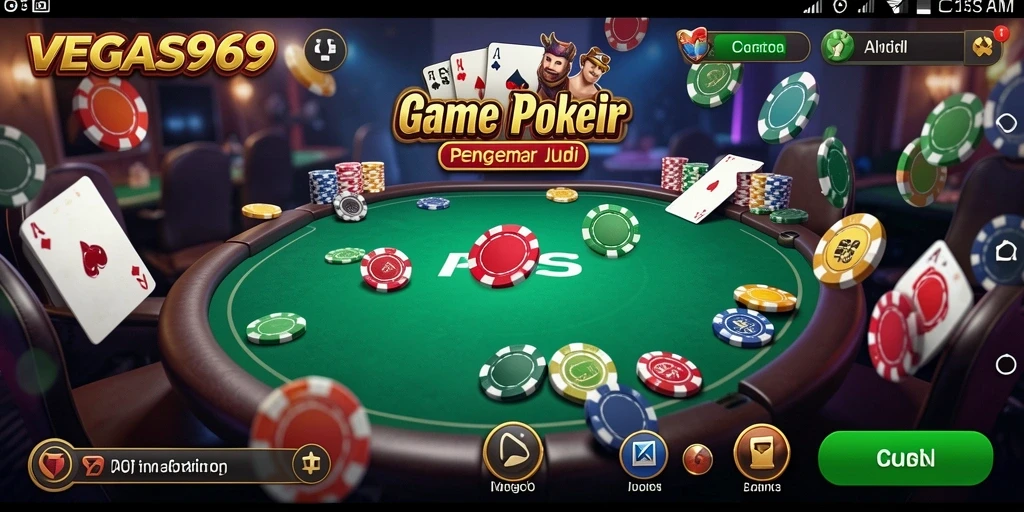 Tampilan menarik dari gameplay Poker di VEGAS969.