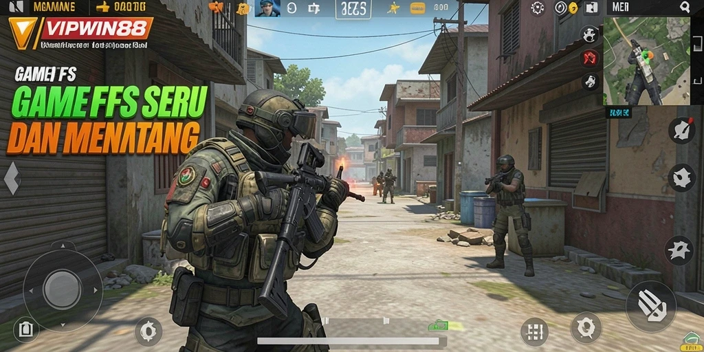 Screenshot gameplay <strong>VIPWIN88</strong> dengan aksi tembak-menembak yang mendebarkan.